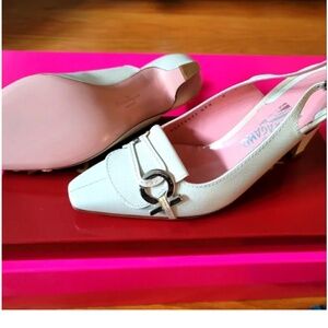 Ferragamo, ivory leather 9,  2-inch heel Salvatore Ferrag